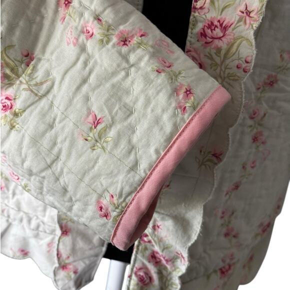 Handmade Quilted Jacket Upcycled Size M/L Repurposed Green Pink Floral Coquette - Picture 3 of 10